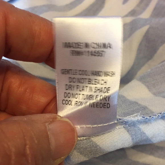 THML Anthropologie Embroidered Animal Print Blue Striped Boho Top Fringe Small - Picture 8 of 11